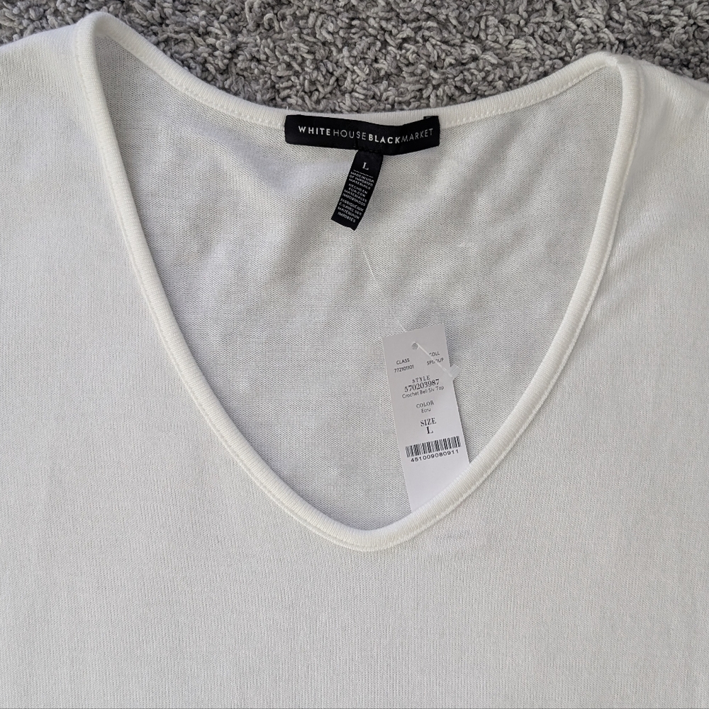 NWT White House Black Market Crochet Bell Sleeves Women's shirt - Picture 3 of 5